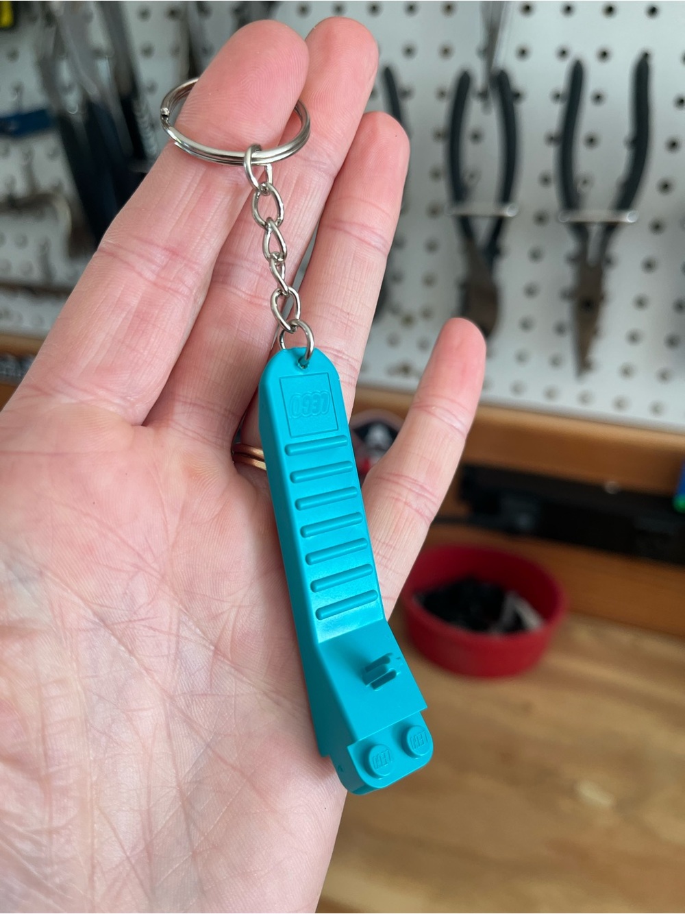 LEGO Brick Separator Handmade Teal  Keychain